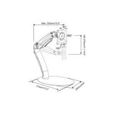 Assmann Digitus Namizno stojalo za LCD/LED monitorje do 69 cm" (27"), prilagodljiv nosilec s plinsko vzmetjo, največ 6,5 kg, VESA 75 x 75 in 100 x 100