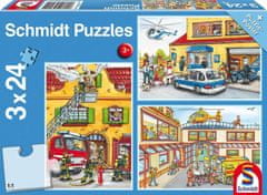 Schmidt Puzzle Policija, gasilci, reševalci 3x24 kosov