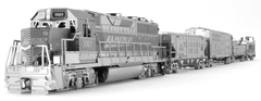Metal Earth 3D sestavljanka Tovorna lokomotiva s 4 vagoni (deluxe set)