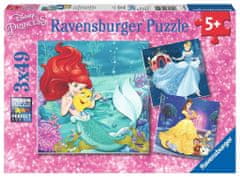 Ravensburger Puzzle Disneyjeve princese: pustolovščina 3x49 kosov