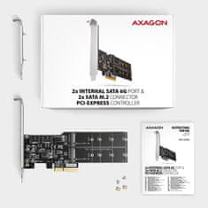 AXAGON PCES-SA4M2, krmilnik PCIe - 2x notranja vrata SATA 6G + 2x reža SATA M.2, ASM1164, SP & LP