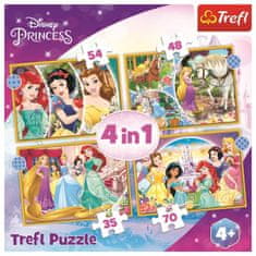 Trefl Disneyjeve princese Puzzle: Srečen dan 4v1 (35,48,54,70 kosov)