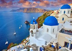 ENJOY Puzzle Santorini - Pogled na ladje, Grčija 1000 kosov