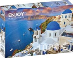 ENJOY Puzzle Santorini - Pogled na ladje, Grčija 1000 kosov