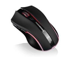 Modecom MC-WRM1 gaming brezžična optična miška, 5 gumbov, 1600 DPI, USB nano 2,4 GHz, rdeča osvetlitev, črna