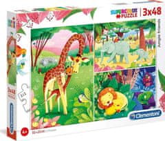 Clementoni Jungle Friends Puzzle 3x48 kosov