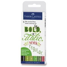 Faber-Castell Pitt Artist Pen Hand Lettering 6 kosov, zeleni komplet