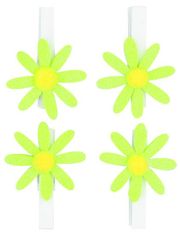 Priponke 5cm s cvetom - zelene z bleščicami 4ks