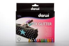 Darwi TEX GLITTER tekstilni markerji komplet 12 x 6 ml