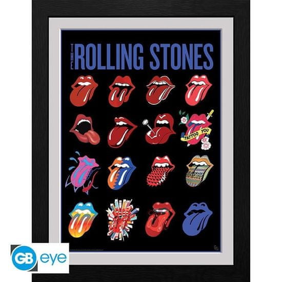 GB eye Rolling Stones Uokvirjeni plakat -Jeziki