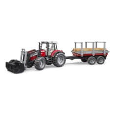 Bruder Traktor Massey Ferguson 7480 s sprednjim nakladalnikom in nosilcem hlodovine