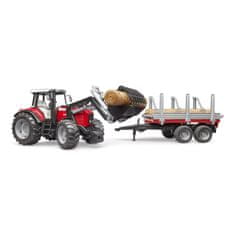 Bruder Traktor Massey Ferguson 7480 s sprednjim nakladalnikom in nosilcem hlodovine