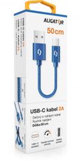 Aligator PREMIUM 2A kabel, 50 cm USB-C, modri