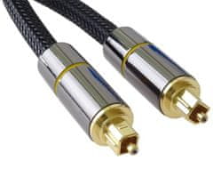 PremiumCord Optični zvočni kabel Toslink, OD: 7 mm, zlata kovinska zasnova + najlon 0,5 m