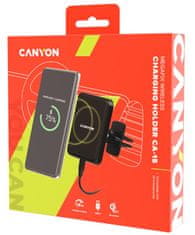 Canyon MegaFix CA-15 Držalo za telefon v avtomobilskem zračniku, Qi, magnetno, brezžično polnjenje, PD 15W, USB-C