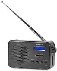 Nedis Prenosni radio / DAB+/ FM/ 1,3"/ baterija/ digitalno/ 3,6 W/ budilka/ časovnik izklopa/ črn