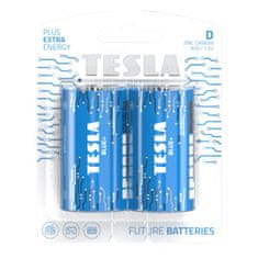 TESLA BLUE+ Cink-ogljikova baterija D (R20, velika enojna celica, blister) 2 kosa