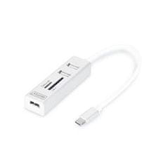 Digitus USB 2.0 Type-C z bralnikom kartic 3x USB 2.0. 1x SD, 1x MicroSD Port, aluminij