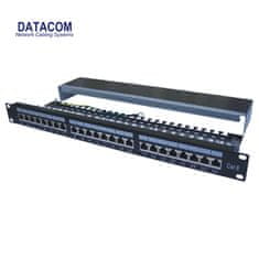 DATACOM Patch panel 24p.CAT6 1U 3x8 LSA, STP 19" črn z uravnoteženjem