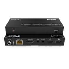 Digitus DS-55522 HDBaseT KVM podaljšek, 150 m 4K/60Hz, USB 1.1, PoC, IR, črn