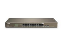 Tenda TEG1024F - 22-priključno gigabitno ethernetno stikalo + 2x Combo SFP/RJ45, 10/100/1000 Mb/s, brez ventilatorja, za montažo v omaro, kovinsko