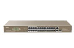 Tenda TEF1126P-24-410W PoE AF/AT stikalo - 24x PoE 100 Mbps + 2x Uplink 1Gbps RJ45/SFP,PoE+ 370W