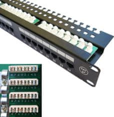 DATACOM Patch panel 19" UTP 24 portov CAT5E LSA 1U BK (3x8p)