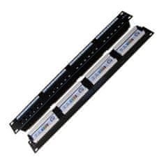 DATACOM Patch panel 19" UTP 24 portov CAT5E DUAL 1U BK (4x6p)