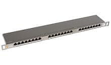 Solarix 19" Patch panel 24xRJ45 CAT5E UTP z veznim trakom črn 0,5U