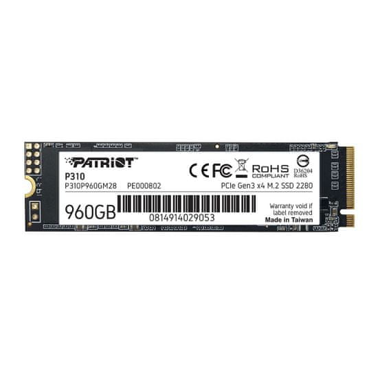 Patriot P310//SSD/M.2 NVMe/Black/3R