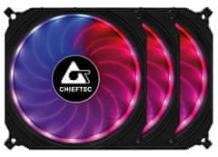 Chieftec Komplet ventilatorjev Tornado / 3x 120 mm ventilator / RGB LED / RGB krmilnik / Daljinski upravljalnik / izjemno tihi 16 dBa