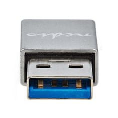 Nedis PROFIGOLD Adapter USB-A/USB 3.2 Gen 1/ vtič USB-A - vtičnica USB-C/ aluminij/ srebrna/ škatla