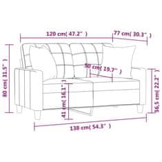 Vidaxl Kavč dvosed z okrasnimi blazinami črn 120 cm umetno usnje