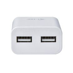 I-TEC USB polnilec z 2 priključkoma 2,4A, bela barva