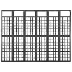 Vidaxl 6-delni paravan/mreža iz lesa jelke črne barve 242,5x180 cm