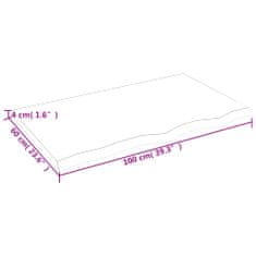 Vidaxl Stenska polica temno rjava 100x60x(2-4) cm trdna hrastovina