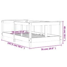 Vidaxl Otroški posteljni okvir črn 70x140 cm trdna borovina