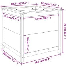 Vidaxl Vrtno cvetlično korito medeno rjavo 82,5x82,5x78 cm borovina