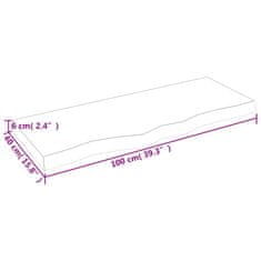 Vidaxl Kopalniški pult 100x40x(2-6) cm neobdelan trden les