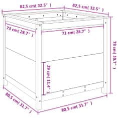 Vidaxl Vrtno cvetlično korito belo 82,5x82,5x78 cm trdna borovina