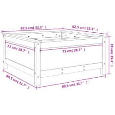 Vidaxl Vrtno cvetlično korito belo 82,5x82,5x39 cm trdna borovina