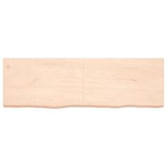 Vidaxl Stenska polica 160x50x(2-6) cm neobdelana trdna hrastovina