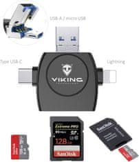 Viking Čitalnik pomnilniških kartic V4 USB3.0 4V1 črn