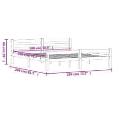 Vidaxl Posteljni okvir bel iz trdne borovine 180x200 cm