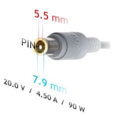 Akyga polnilec za prenosne računalnike 20V/4,5A/90W 7,9x5,5 mm + pin za LENOVO