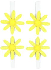 Priponke 5cm s cvetom - rumene z bleščicami 4ks