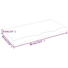 Vidaxl Stenska polica temno rjava 80x40x(2-6) cm trdna hrastovina