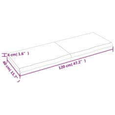 Vidaxl Kopalniški pult 120x40x(2-4) cm neobdelan trden les