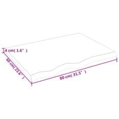 Vidaxl Stenska polica svetlo rjava 80x60x(2-4) cm trdna hrastovina