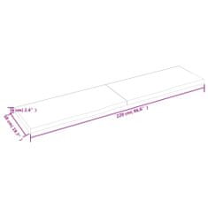 Vidaxl Stenska polica temno rjava 220x50x(2-6) cm trdna hrastovina